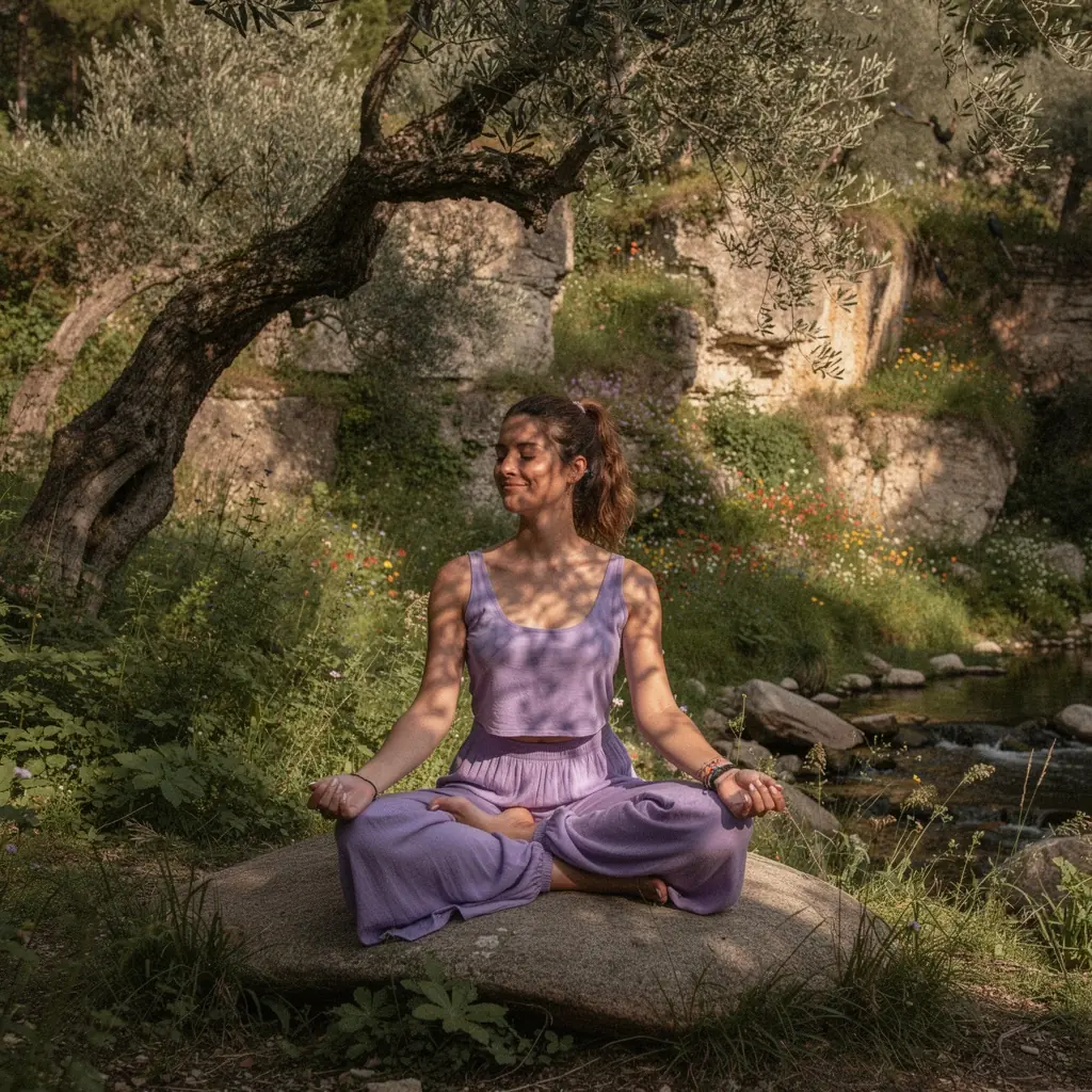 Cierre de una sesión de yoga, con participantes relajándose en Savasana bajo un cielo despejado.