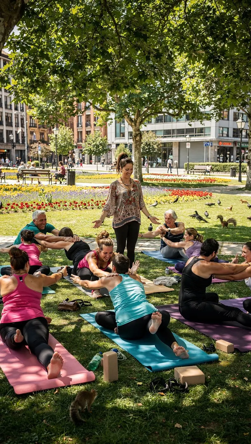 Un grupo de personas meditando en círculo, promoviendo la comunidad y el apoyo mutuo.