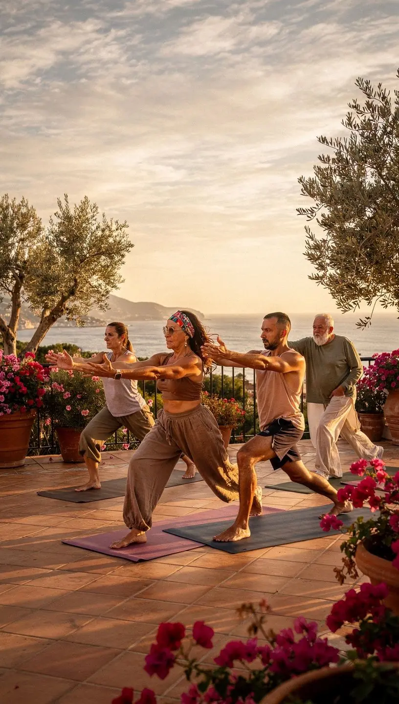 Una persona practicando yoga en un entorno natural, mostrando una postura de meditación.
